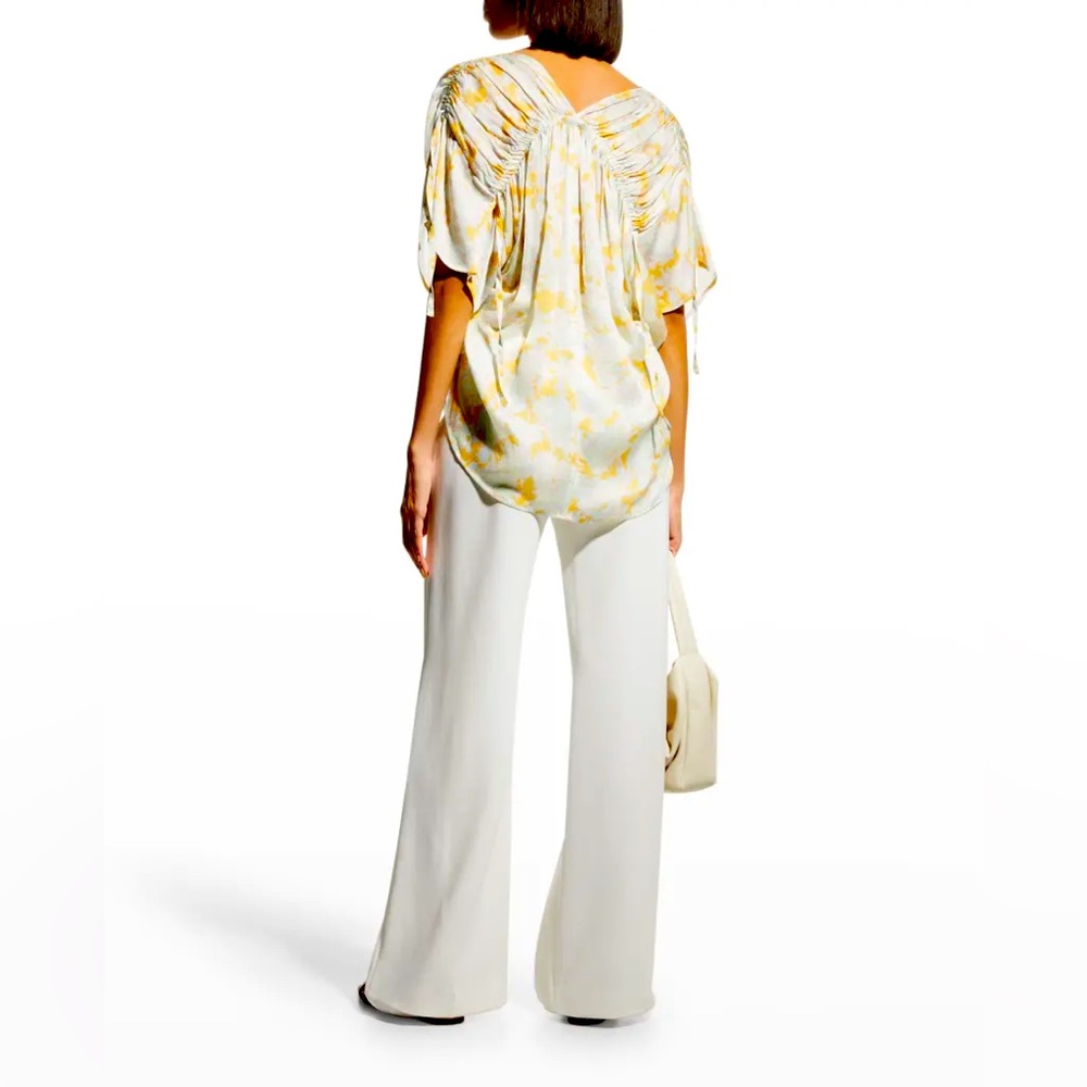 Vince Lotus Ruched Dolman Sleeve Silk Blouse